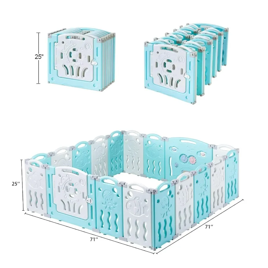Recinzione per bambini 18 pannelli Box pieghevole Centro giochi di sicurezza per bambini Cortile Forma regolabile Design portatile per bambini all'aperto al coperto