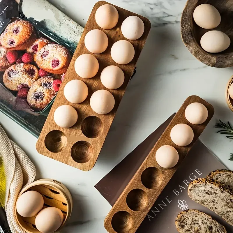 Caja almacenamiento huevos madera alta calidad, bandeja para huevos, estante almacenamiento para el hogar, soport