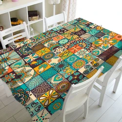 Nappe de Style Boho à Motif Mandala, Rectangulaire, Polymères de Table Basse, Décoration de Cuisine, ixde Vacances