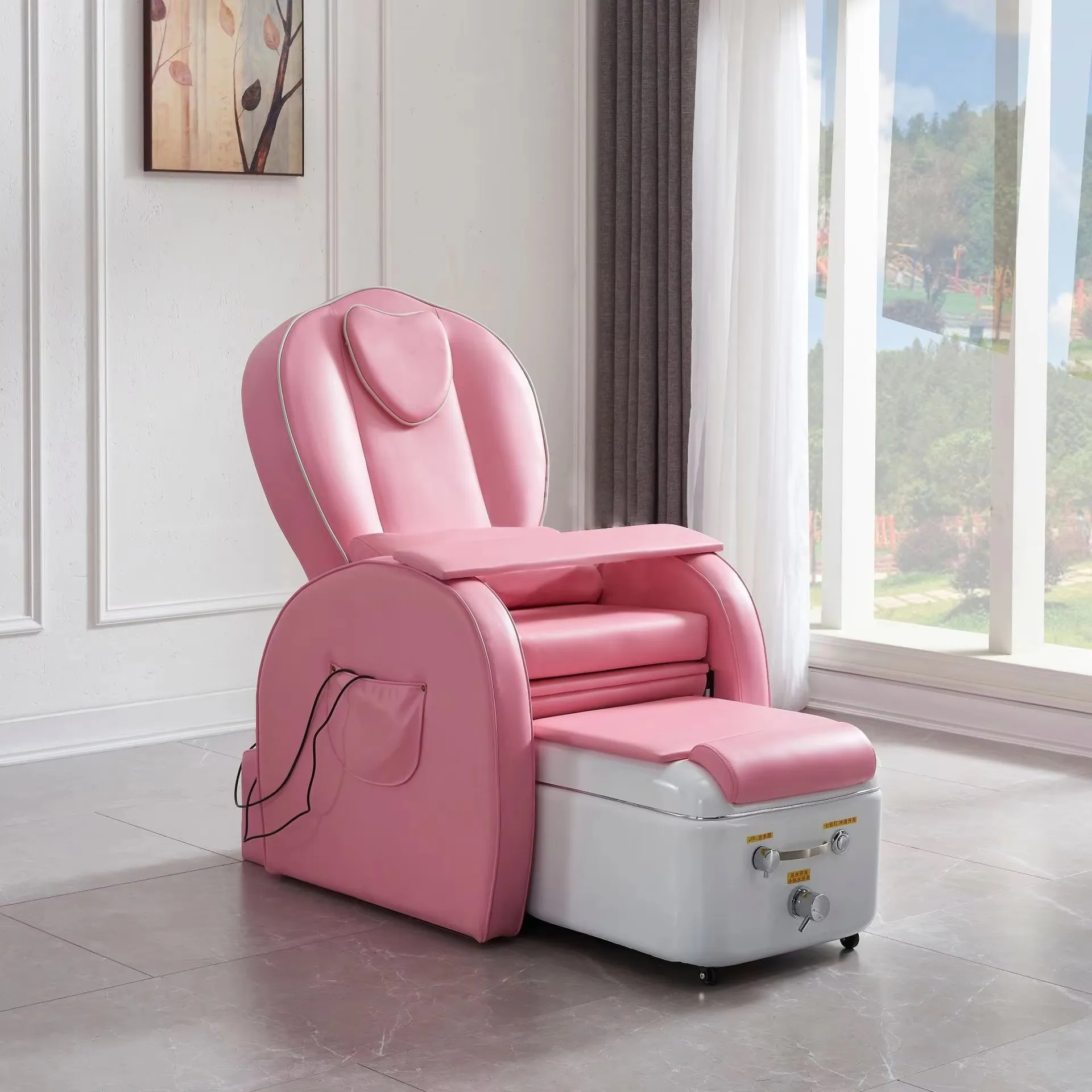 Luxury Pedicure Chair Nail Salon Pink Pedicure Spa Chair Pedicure Bowl With Foot Rest Foot Massage Chair Without Pipes