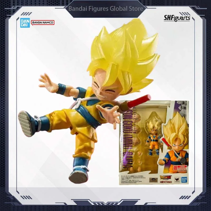 In Stock Bandai Original S.H.Figuarts Dragon Ball Super Saiyan Son Goku Mini DAIMA   Action Figure Collection Finished Model Toy