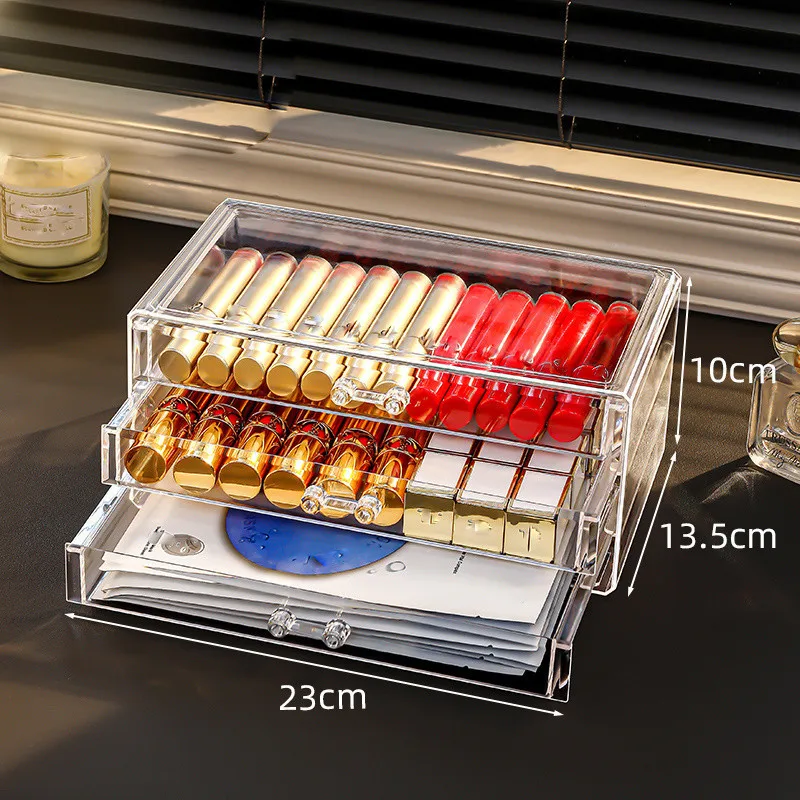 Drawer Acrylic Cosmetic Storage Box Large Capacity Makeup Brush Organizer Desktop Dustproof Rack Jewelry Nail Polish Container