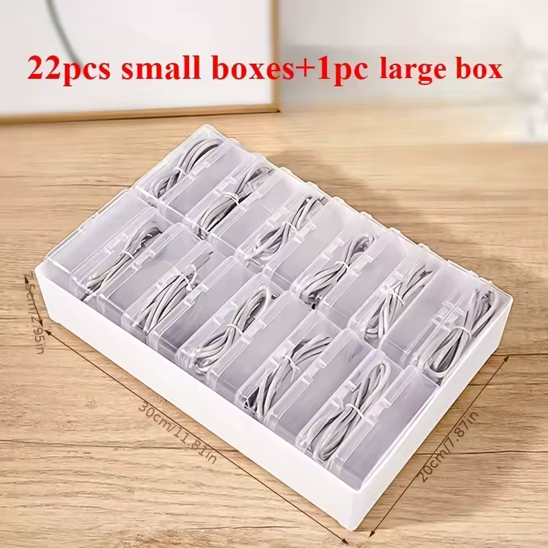 데스크탑 충전 케이블 및 액세서리용 직사각형 정리함 이미지