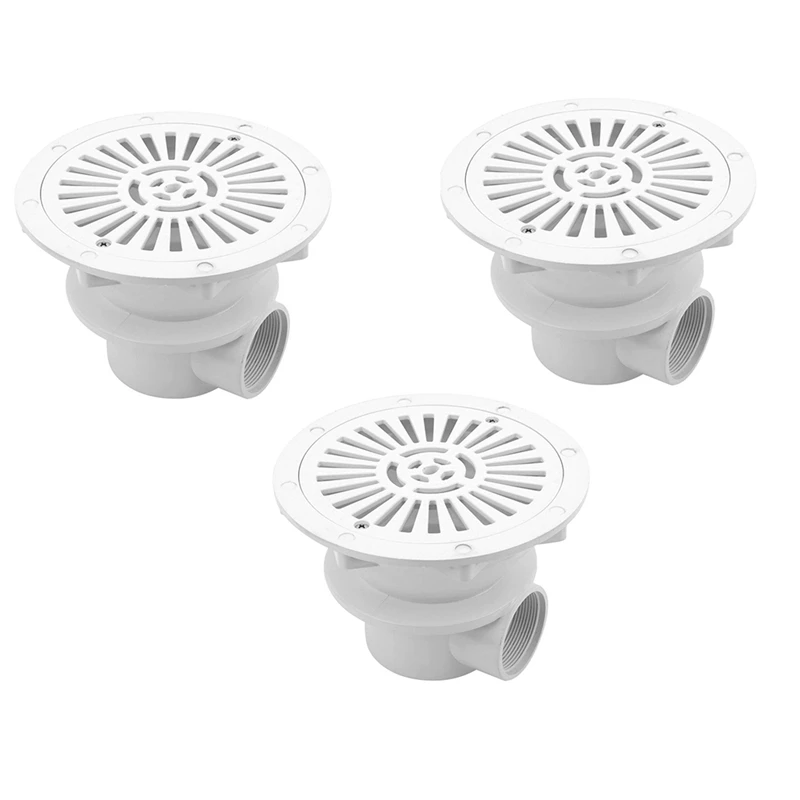 3PCS Pool Floor Drain Swimming Pool Drain White Main Drain Water Inlet Draining Accessory For Swimming Pool