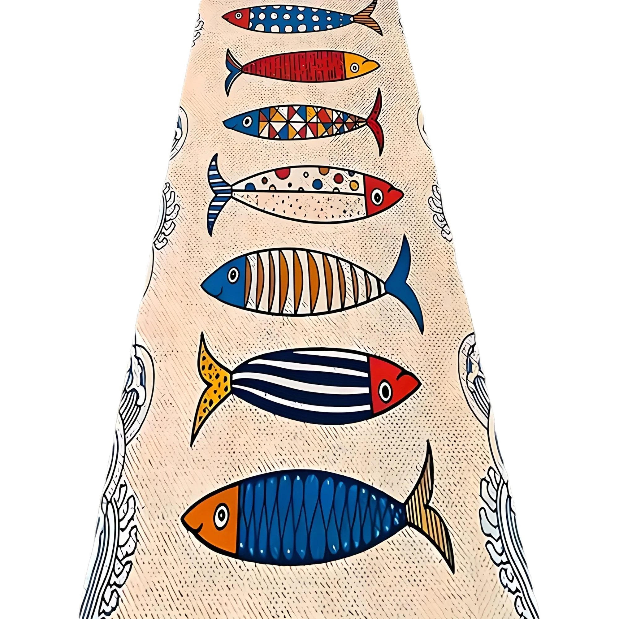 Colorful Cartoon Fish Nautical Tablecloth - Beige Background  Easter Party Themed Dining Decor