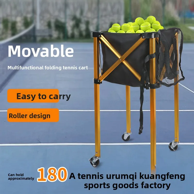 Foldable Aluminum Alloy Tennis Cart Portable Coach Cart Ball Collection Basket Portable Tennis Cart Pick Up The Ball Basket