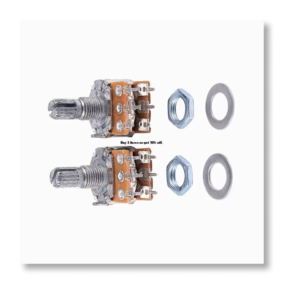 ●2 Pcs B50K 50K Ohm 6 Terminals Dual Linear Rotary Taper Potentiometers