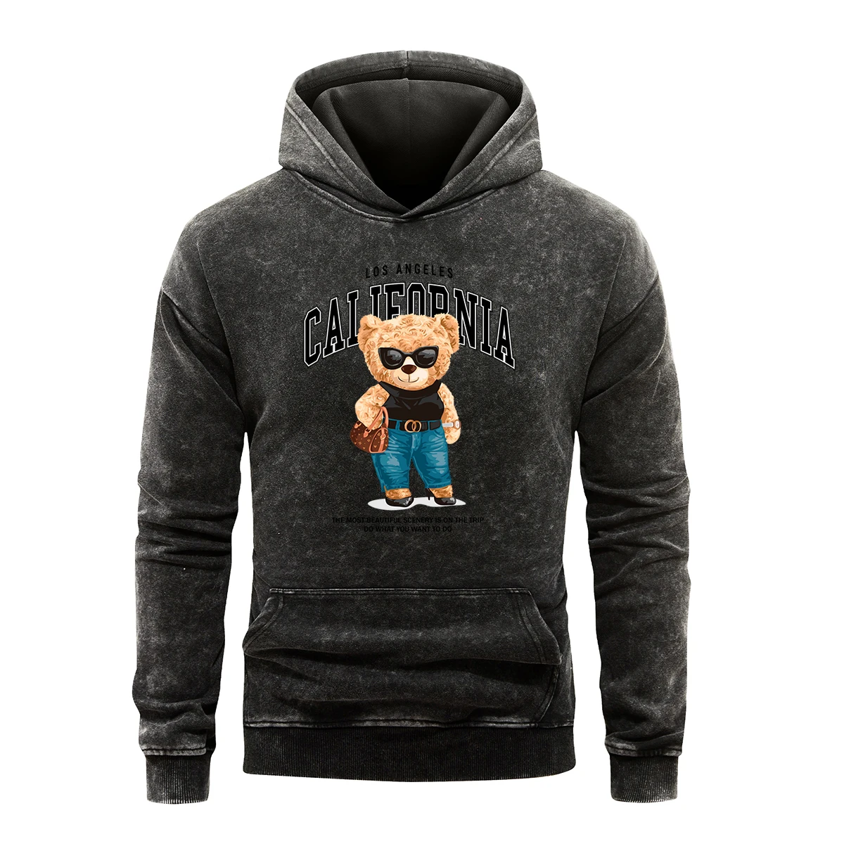 

Trendy Shopping Bear Cute Cartoons Women Hoodies Retro Washed Cotton Sweatshirt Lovely Animal Lithe Snug Pullover Loose Tops