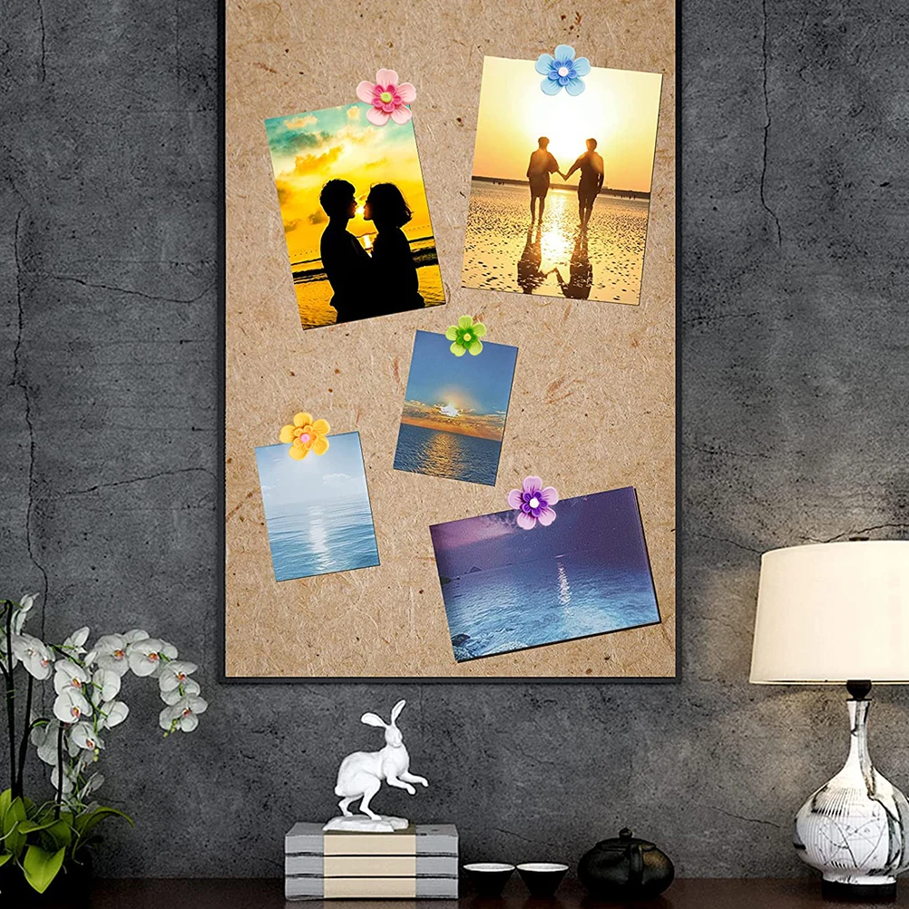 

15 Pcs Mixed Colors Resin Flower Shaped Thumbtacks Daily Use Office Supplies Multi Function Push Pins Cork Board Accessories