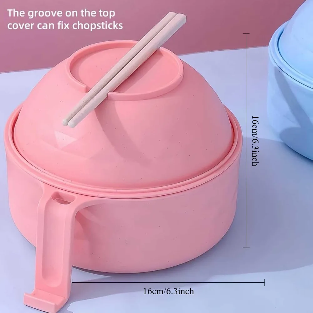 Microwave Ramen Bowl 6-Piece Set Ramen Bowl Set Ramen Noodle Cooker with Lid and Handle Comes with Spoon and Fork for Home view 6