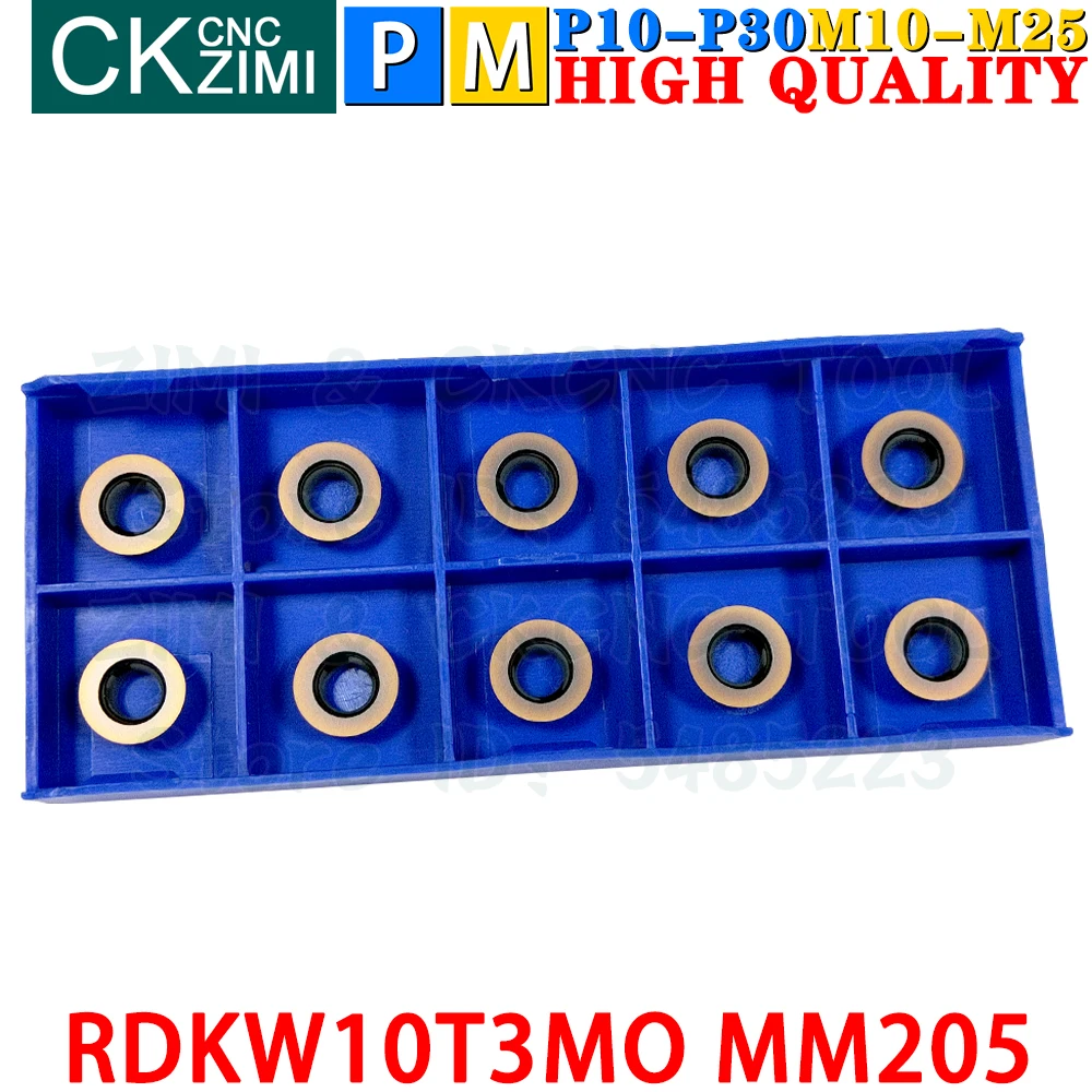 RDKW10T3MO MM205 RDKW 10T3 MO MM205 Insertos de carboneto de faceamento Ferramentas de insertos de fresamento indexáveis RPMT RDMT RDKW10T3 RDKW 10T3 MO CNC Ferramentas de torno de metal para aço inoxidável
