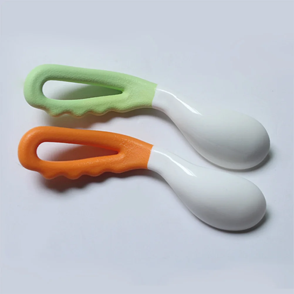 

2pcs Baby Training Spoons Creative Curve Feeding Spoons Durable Lightweight Pp For Newborn Infant Spoon Feeding Baby Dining