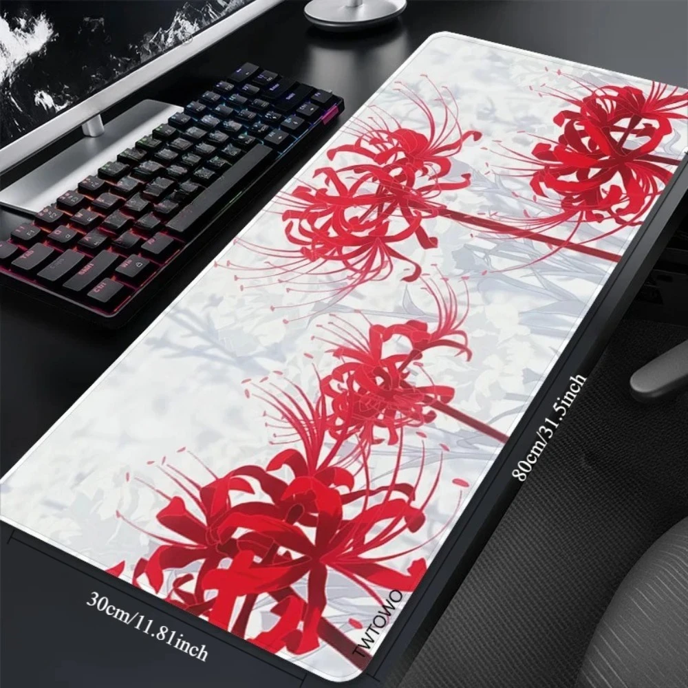 Anti-slip softtouch surface with red spider lily flower pattern decoração setup gamer accesorios escritorio podkladka pod myszke