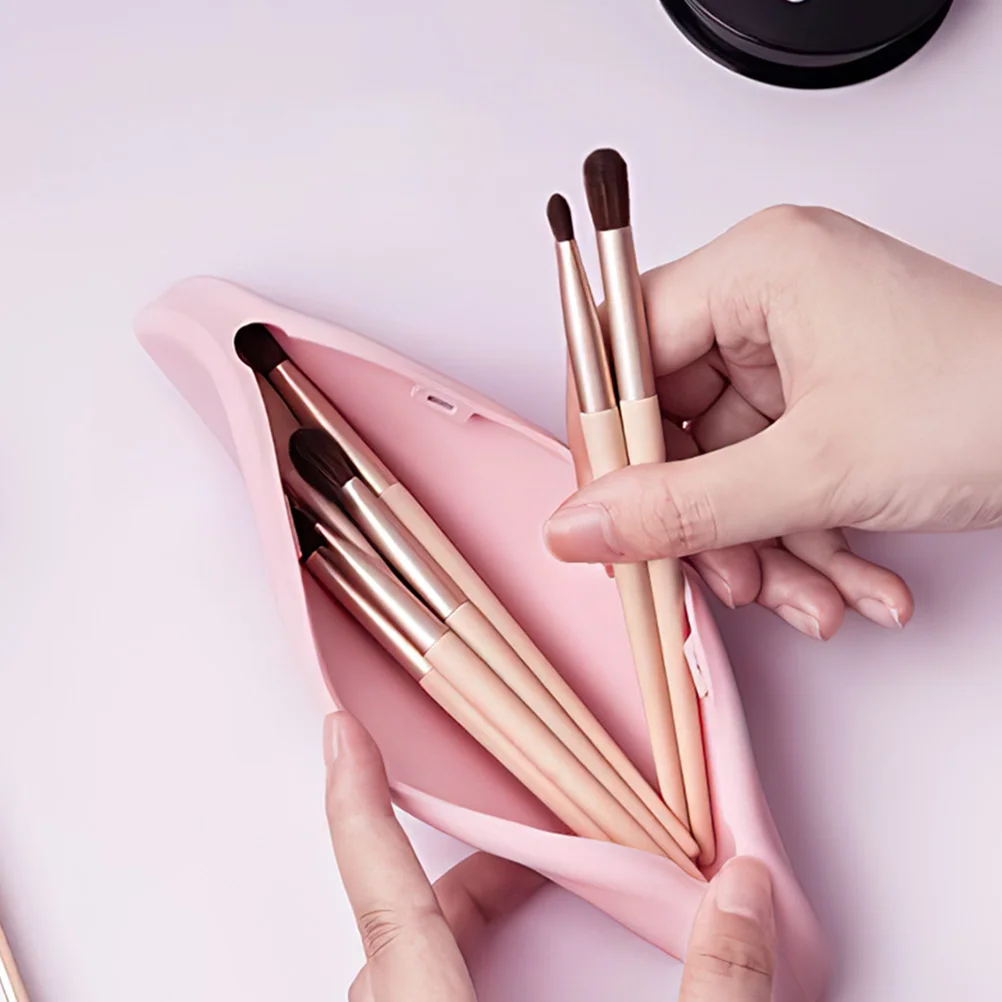 

Silicone Makeup Brush Storage Box Pink Portable Pouch Eyeshadow Case Travel Tool ganizer Holder Brushes Dirt Free