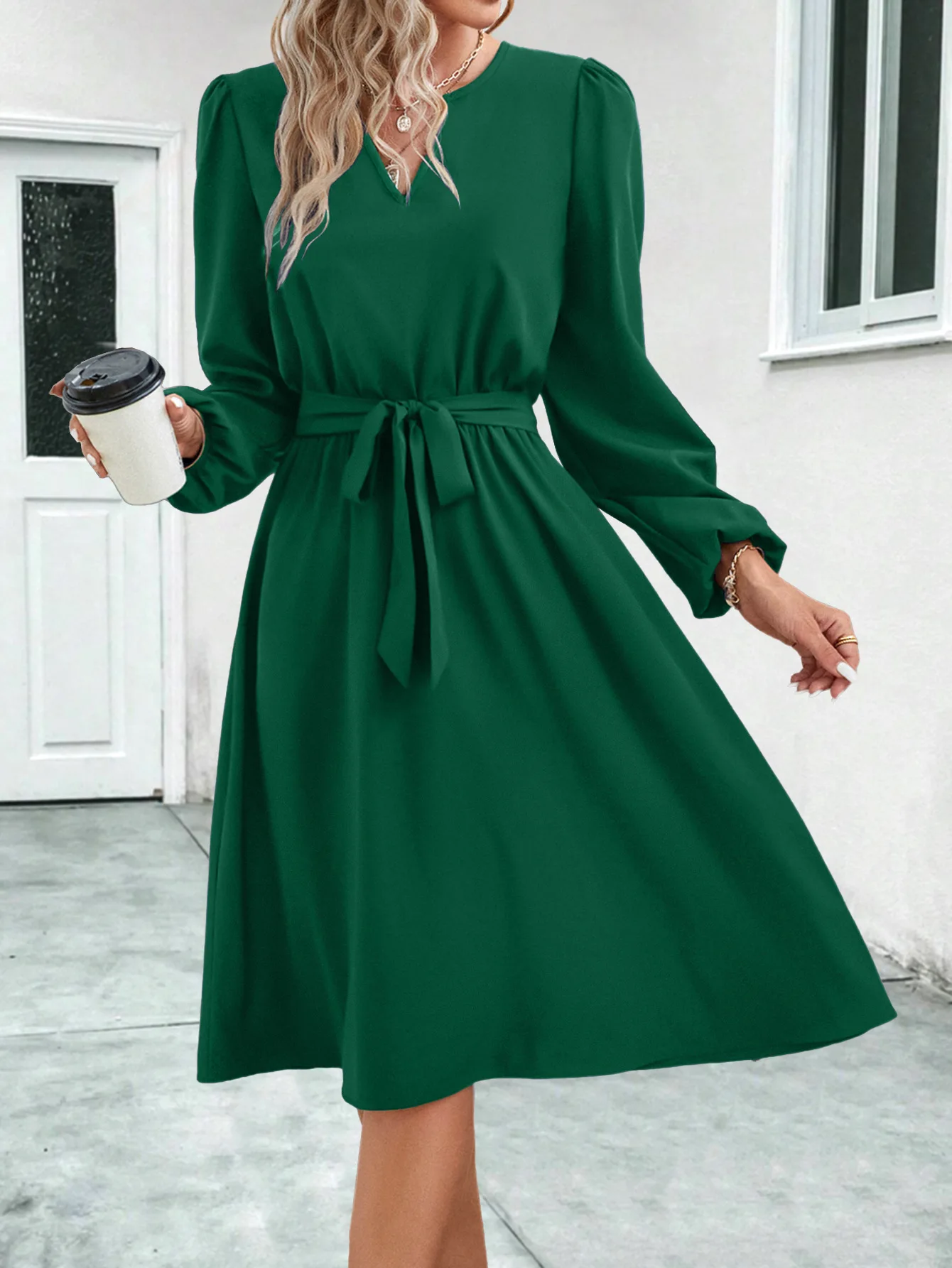 Long Sleeve V Neck Strap Dress for Women, Sexy Maxi Dresses, New Product, Autumn and Winter