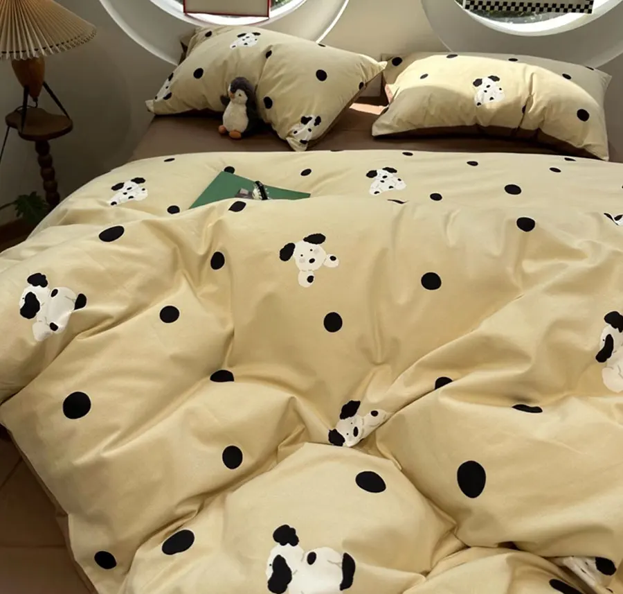 Cute cartoon dog bedding set single double kid,twin full queen king kawaii cotton home textile bed sheet pillow case quilt cover