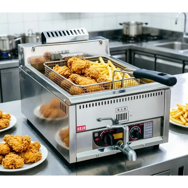 Efficiency 15L Commercial Grade Countertop Deep Fryer Stainless Steel Body 160-220C Temperature Control 1-Year Warranty