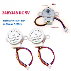 24BYJ48  4-Phase 5-Wire DC Gear Stepper Motor 5V Reduction Motor Ratio 64:1 for Single Chip Microcomputer/Camera Monitoring