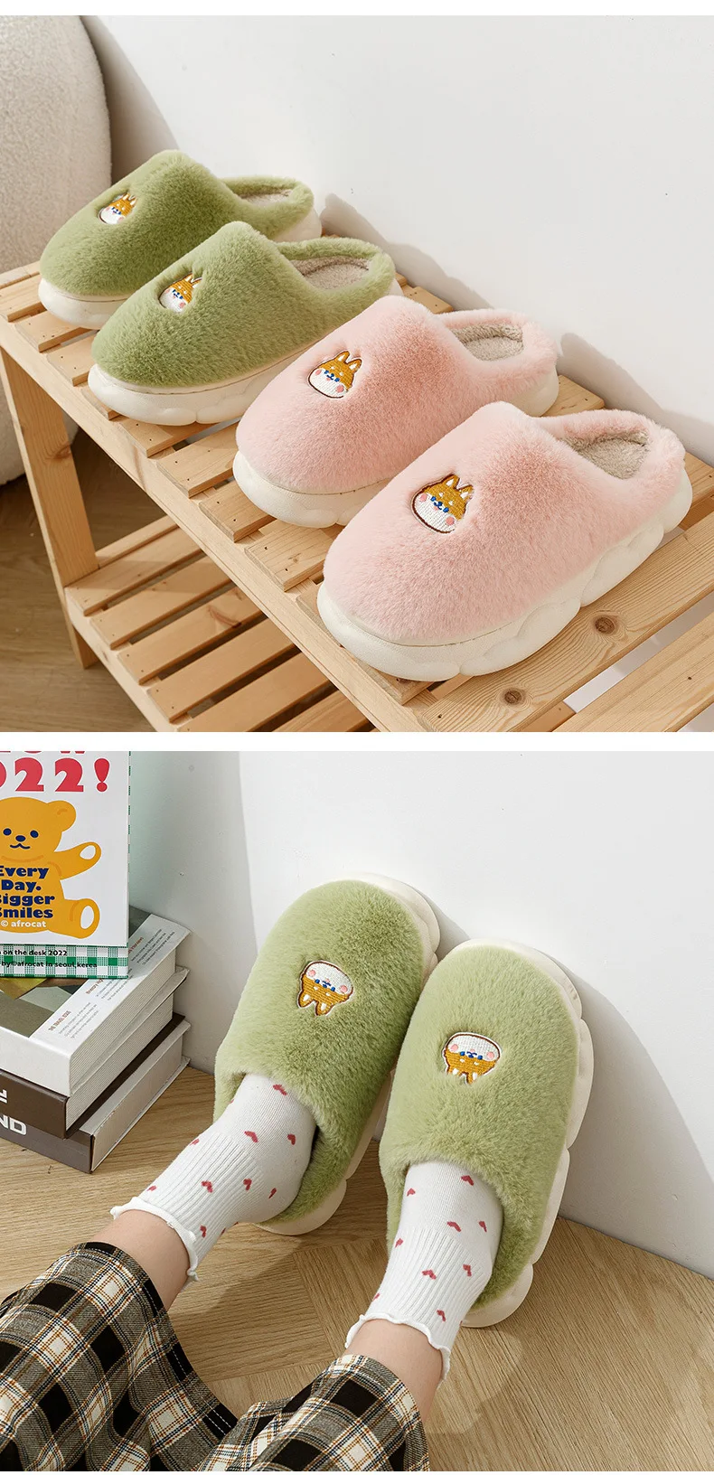 Winter Warm Cotton Slippers Thick Soft Sole Slippers Men Women Indoor Floor Flat Solid Colo Home Non-slip Shoes Couple Slippers