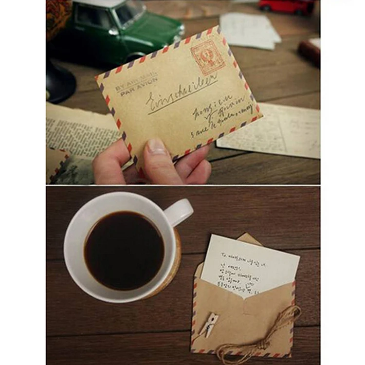 10 Pcs Vintage Kraft Envelope Mini Paper Envelopes Wedding Invitation Envelope Office Stationery Gift Supplies 9.6*7.3cm