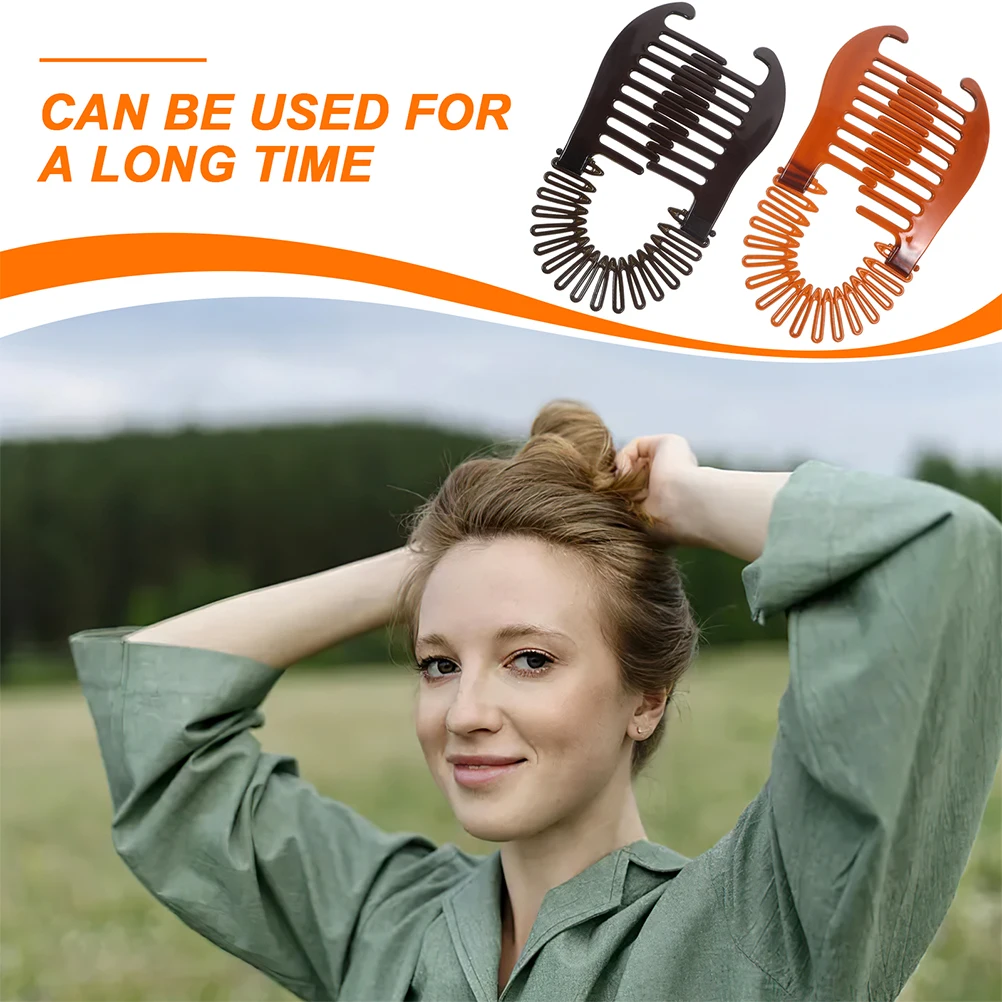 

2pcs Banana Hair Clips for Thick Curly Hair Black Claw Accessories Nonslip Teeth Styling Women Travel Round Plastic