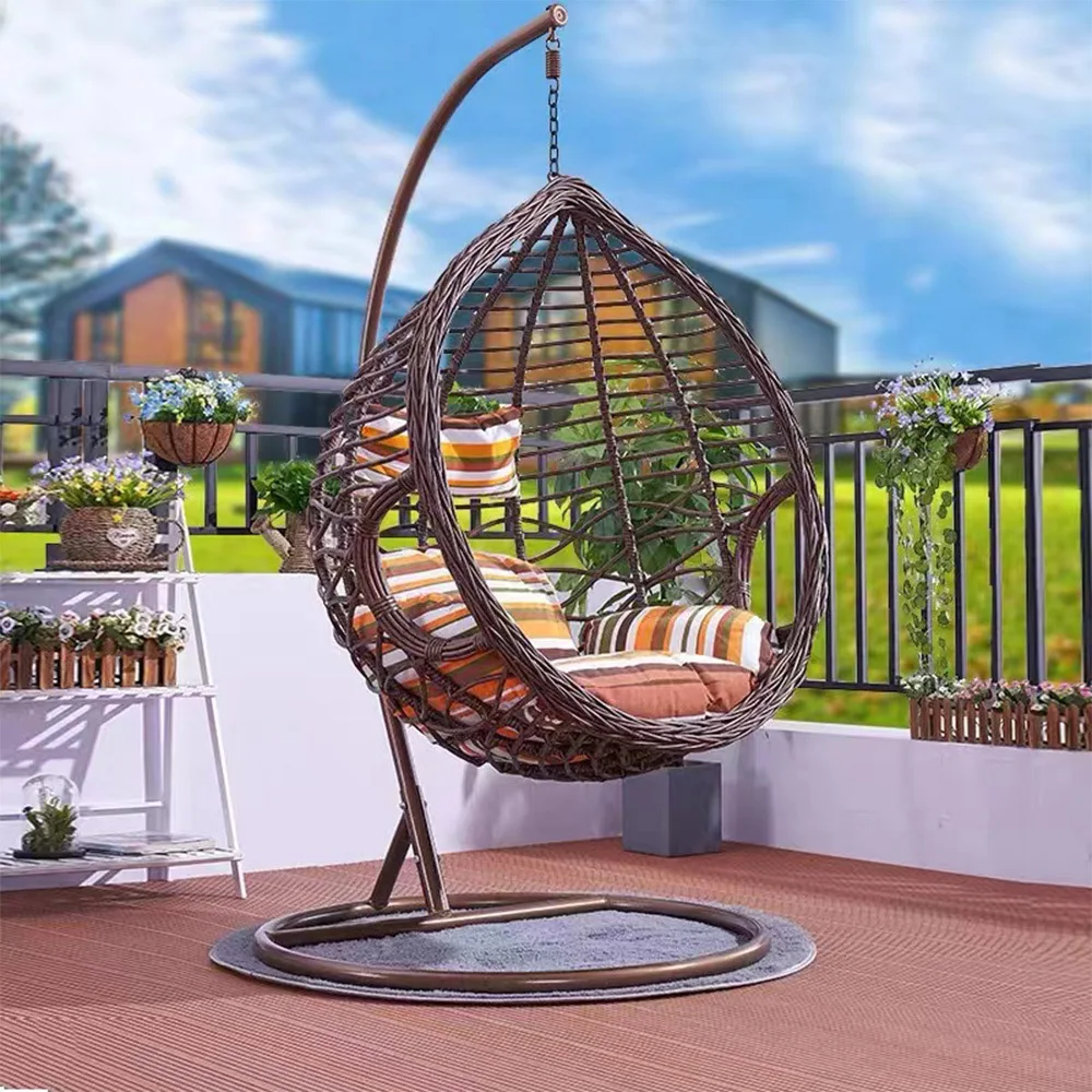 hot sale Customized Outdoor Furniture Indoor Home Balcony Garden Metal Hanging Chair Pod for SetRattan Hammock Swing