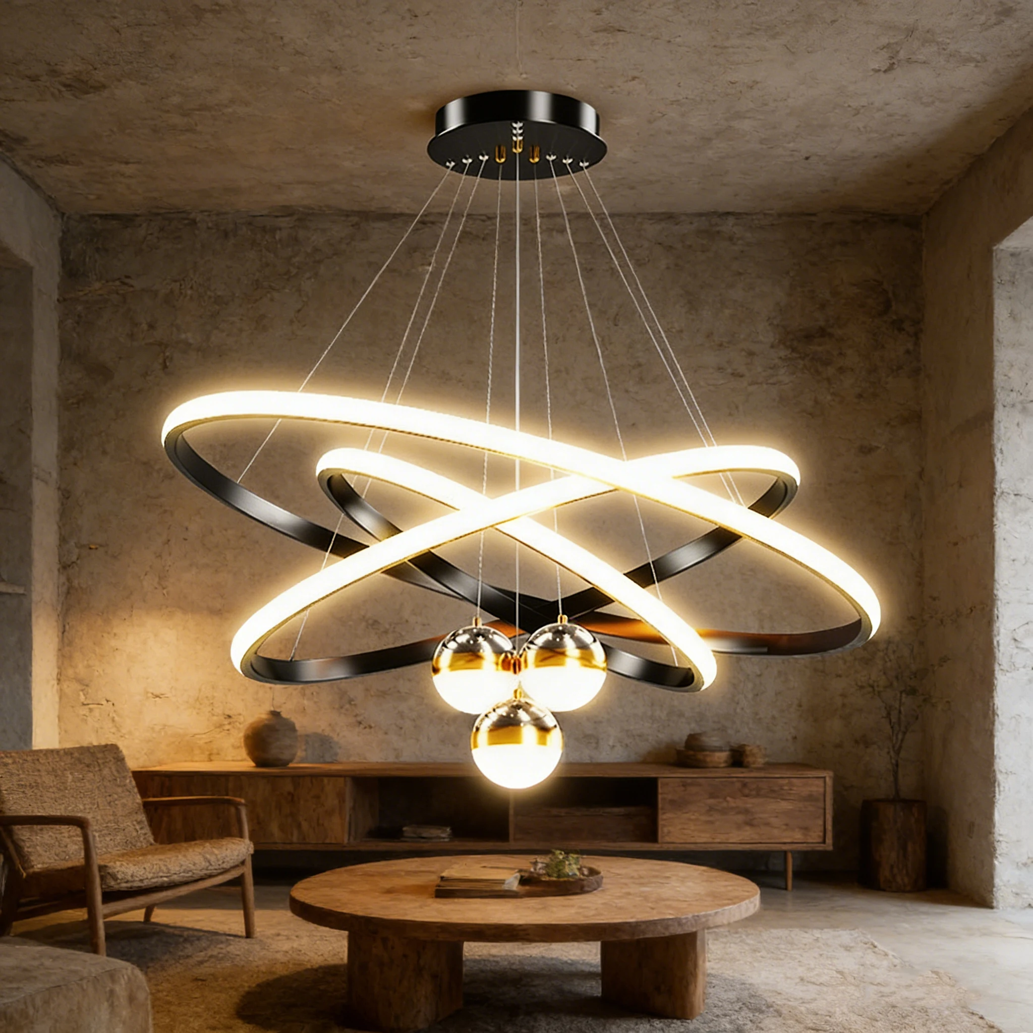 Modern Luxury LED Pendant Light Simple Elegant Star Projection Warm White Black Finish Easy Installation Dimmable 360 Beam CRI80