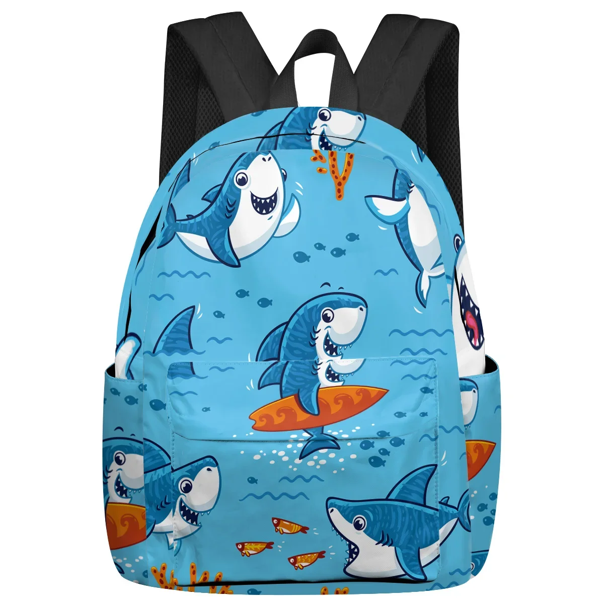 

Blue Shark Cartoon Comic Children Undersea Danger Large Capacity Backpack Men Laptop Bags High School Teen Girl Student Mochila