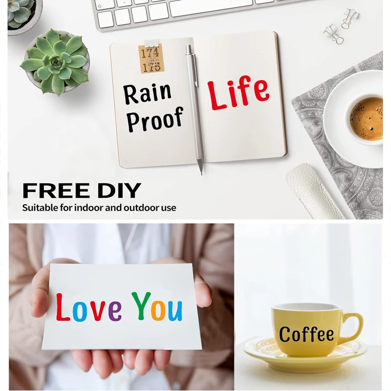 12 ورقة ملونة الإنجليزية أبجدية رقمية ملصقات الفينيل ذاتية اللصق بخط اليد الخط مقاوم للماء أرقام صندوق البريد علامة ملصق لعبة