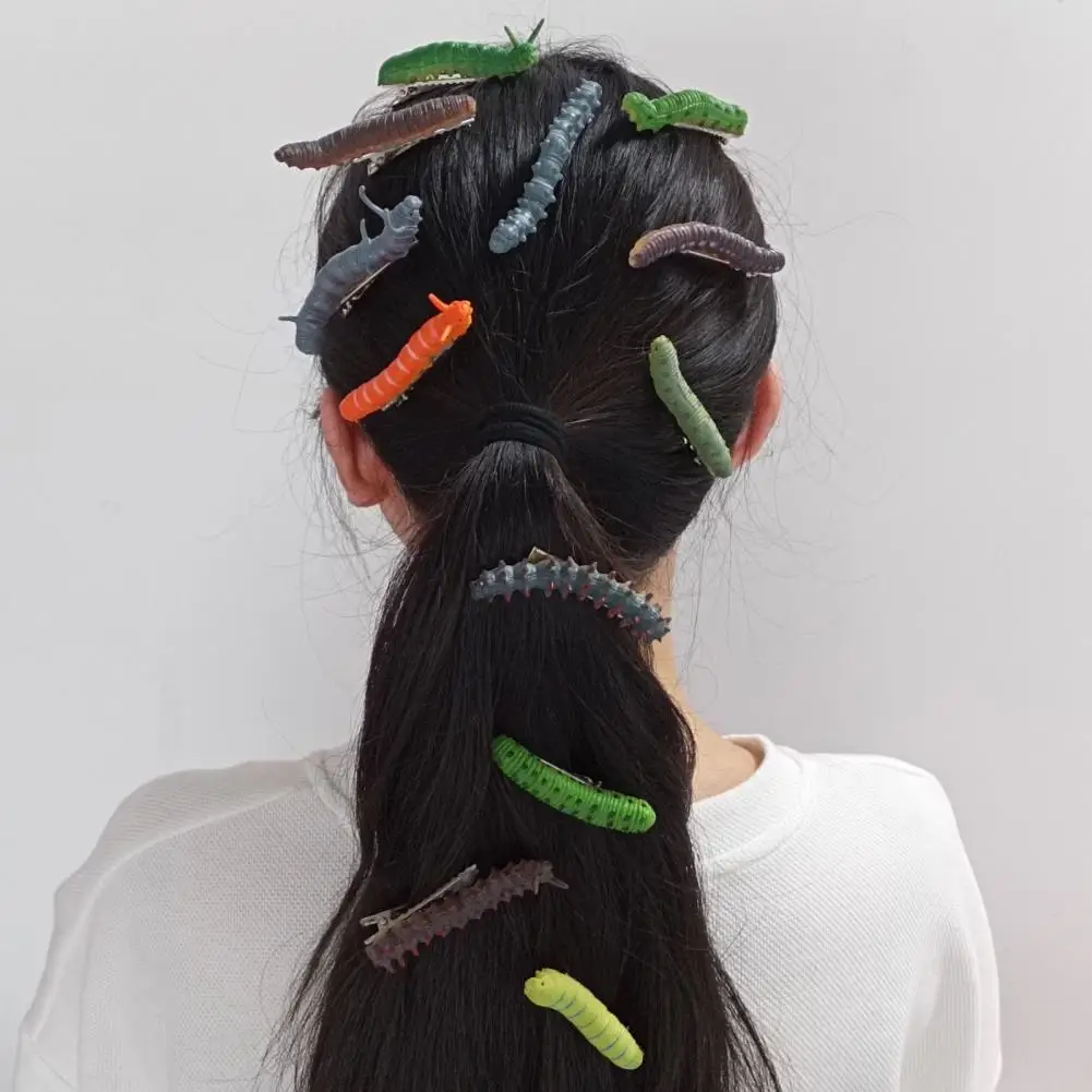 Juego de pinzas para el pelo de oruga pintadas a mano para mujer, accesorio para el cabello de oruga resistente, lindo para mujer con estilo