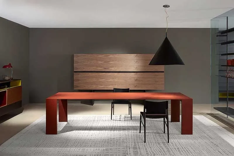 Italian solid wood metal minimalist light luxury creative large flat floor meeting office rectangular table