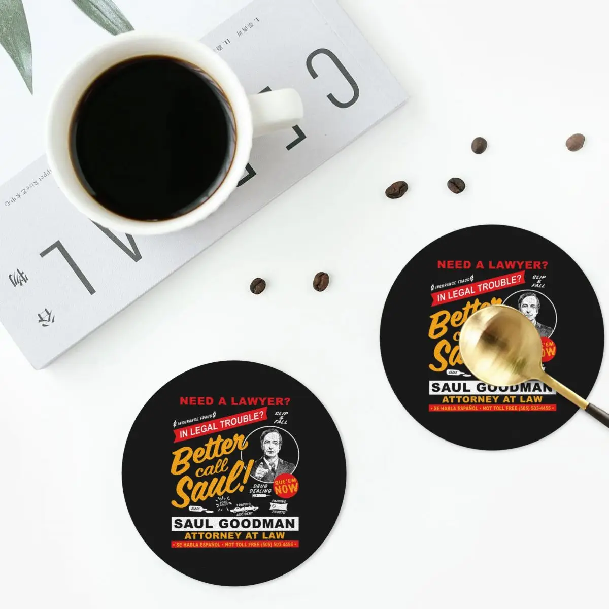 Need A Lawyer Then Call Saul Dk Coasters PVC Leather Placemats Non-slip Coffee Mats for Home Kitchen Dining Pads Set of 6