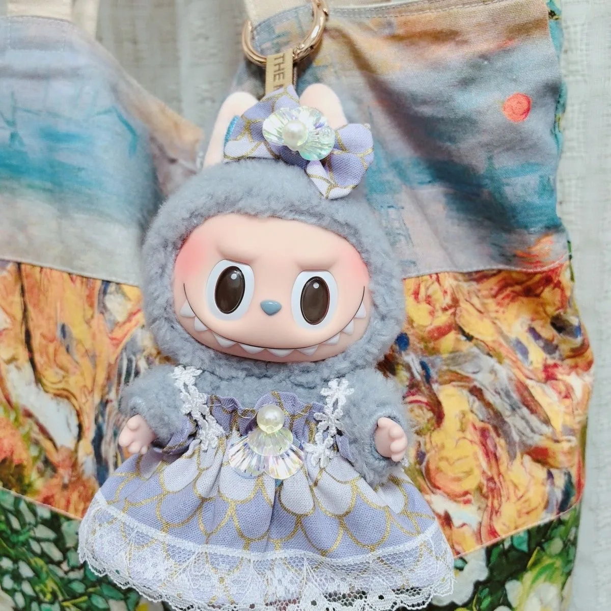 Labubu 옷 17cm 인형 옷 인어 드레스 헤어 액세서리 복장 LABUBU 펜던트 비닐 장난감 액세서리