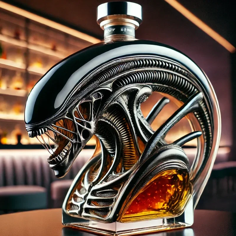 Special Ops Design Alcohol Decanter - Engine Glass Bottle with Leather Strap, Man Cave Decor
