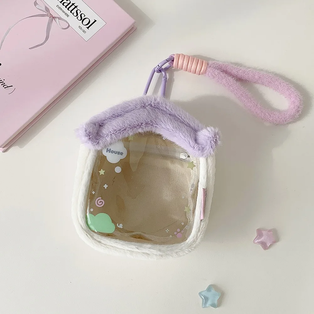 New Cartoon House Shape Doll Toy Bag Portable Transparent Doll Display Box Backpack Pendant Dustproof Data Cable Storage Bag