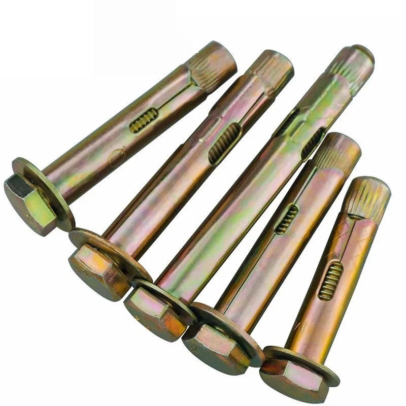 Color Zinc Plated Carbon Steel Outer Hexagon Expansion Screws M6 M8 M10 M12 M16 Built in Floor Expansion Bolts