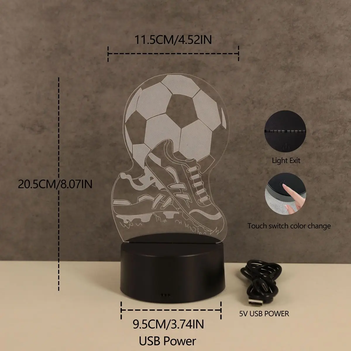 1PC Creative 3D Night Light Football Shoes Football Equipment Styling Touch Colorful Light Gift for Football Fans