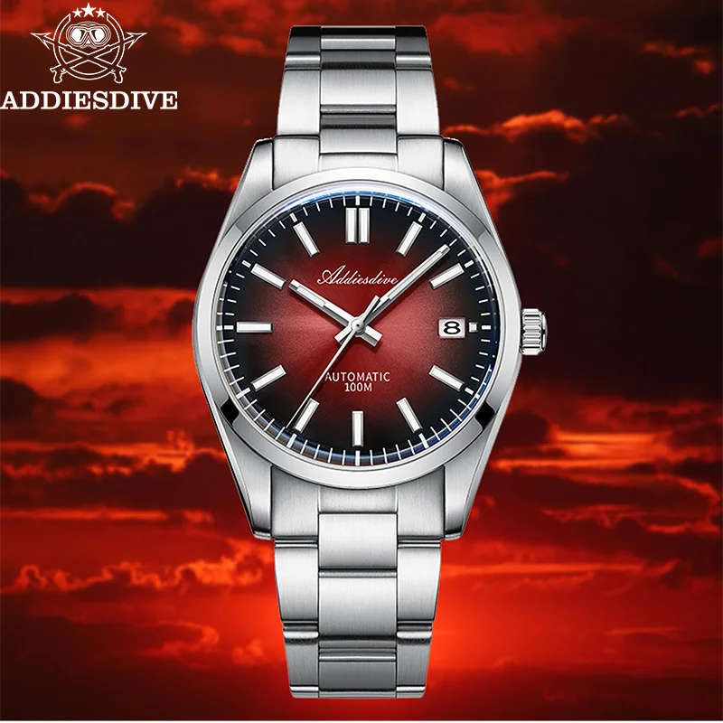 Addiesdive relógios de luxo masculino alta qualidade automático nh35 vidro safira 39mm gradiente luminoso à prova dwaterproof água novo ad2071 relógio pulso