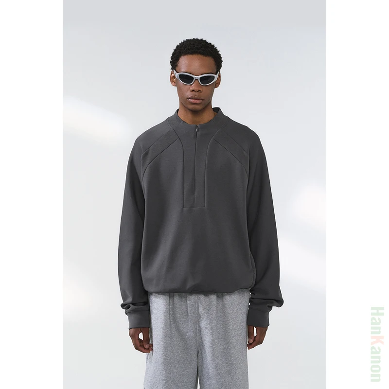 ليكرا للرجال ® سويت شيرت مرن بنصف سحاب: وصل حديثًا لخريف 2025، سترة بقلنسوة دافئة ومريحة للجنسين #4