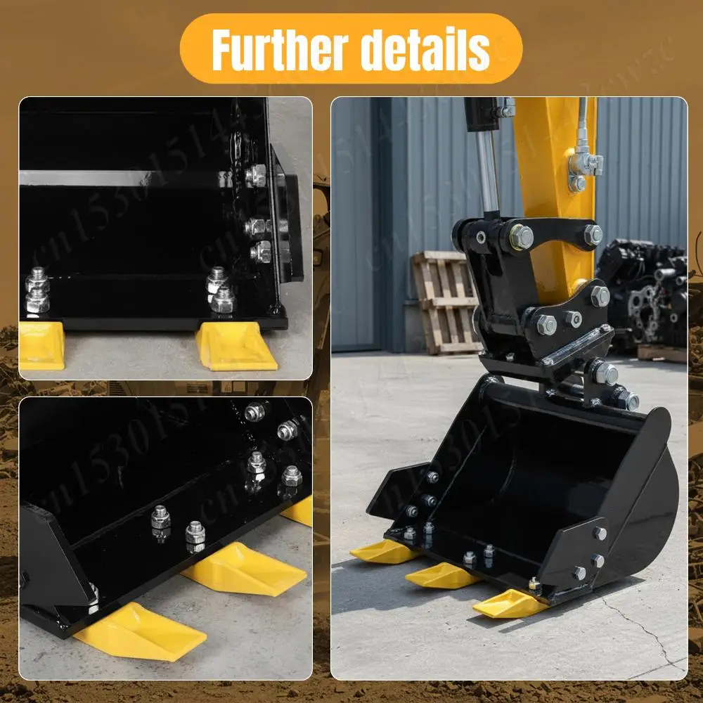 

15.75in/400mm Digging Bucket 3.46in Center Wheelbase Mini Excavator Attachment with Metal Teeth Compatible with 0.8-1.8T Diggers