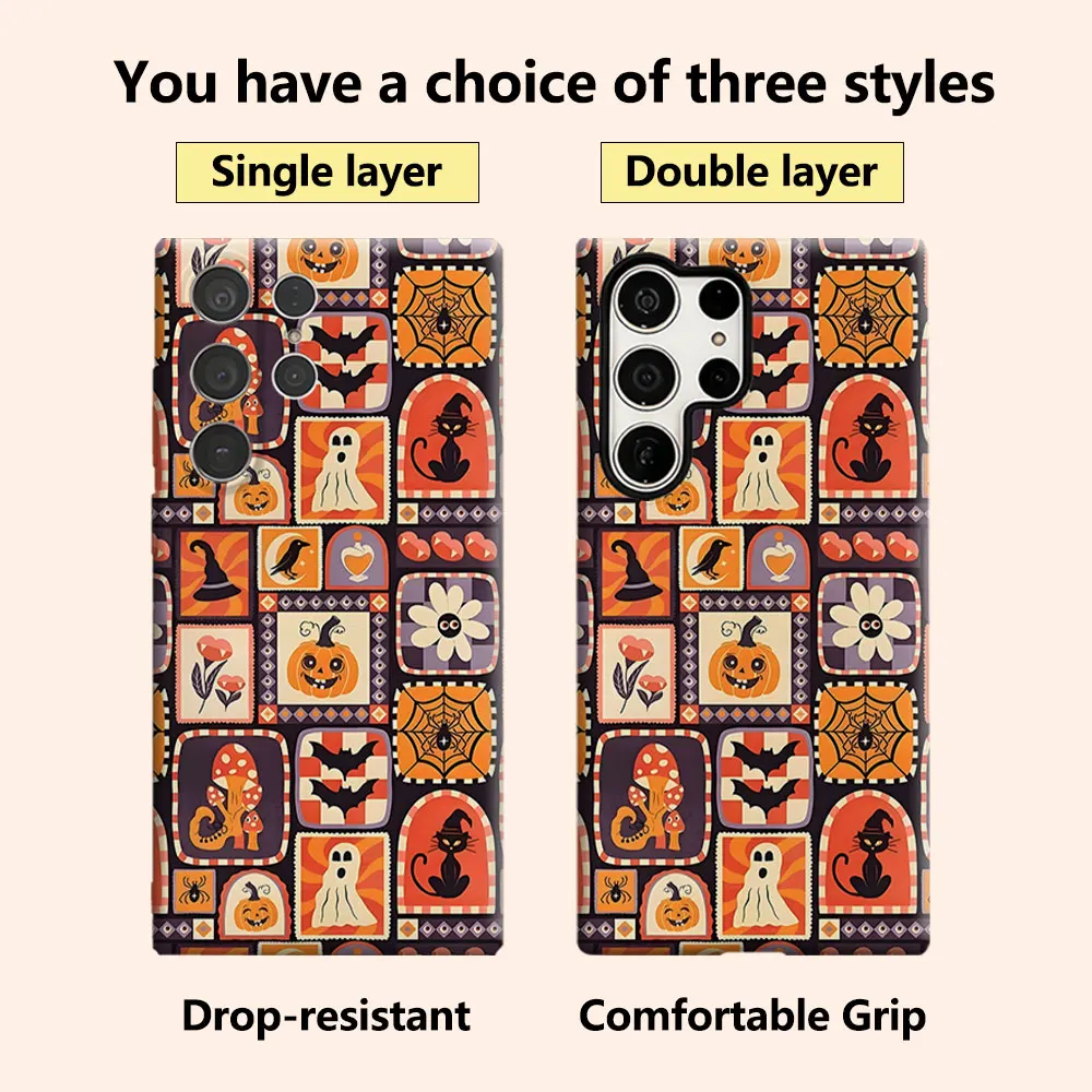Halloween Patch Luxury Fashion Full Lens Protective Case for Samsung Galaxy S26 S25 S24 A56 A36 Plus Ultra