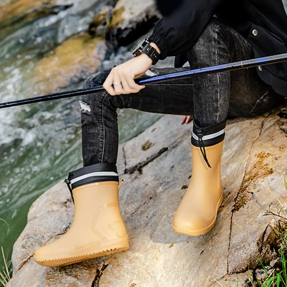 Модная мужская нескользящая резиновая обувь 2021, износостойкие дождевые сапоги с короткими трубками, кухонная обувь для рыбалки