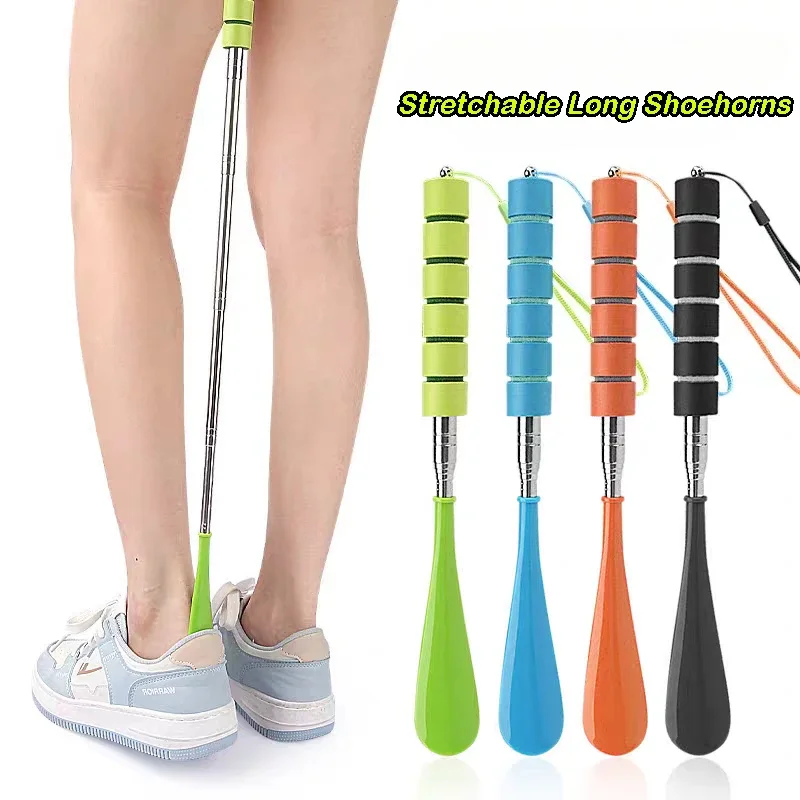 Shoehorn Long Handle 29cm-70cm Telescoping Metal Portable Long Handle Shoe Horn for Men Women Kids Shoes