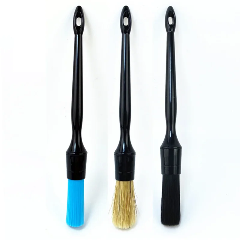 Lucullan Soft Car Detailing Brush Set Wet & Dry Use For Interior Leather Dashboard Air Vent Wheel