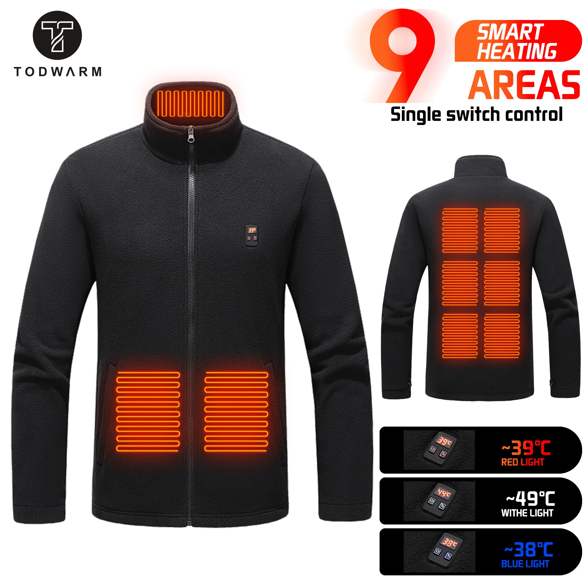 TODWARM Heated Jacket Fleece fleece Jacket Heated Winter Women Electric Usb Heater Jacket Man Thermal Vest Body Warmer Coat