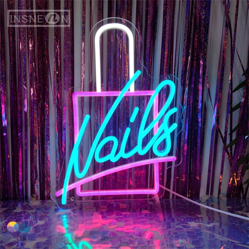 Nails Neon Sign Salon Shop Signboard Beauty Salon Room Decoration Business Shop Studio Decor Art Welcome Sign Led Light for Nail