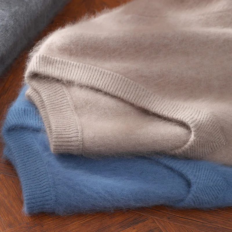 Mink Cashmere Men's Sweaters V-neck Pullovers Cashmere Knitting Hot Sale Autumn Winter Sweater Knitwear High Quality Jumpers Top