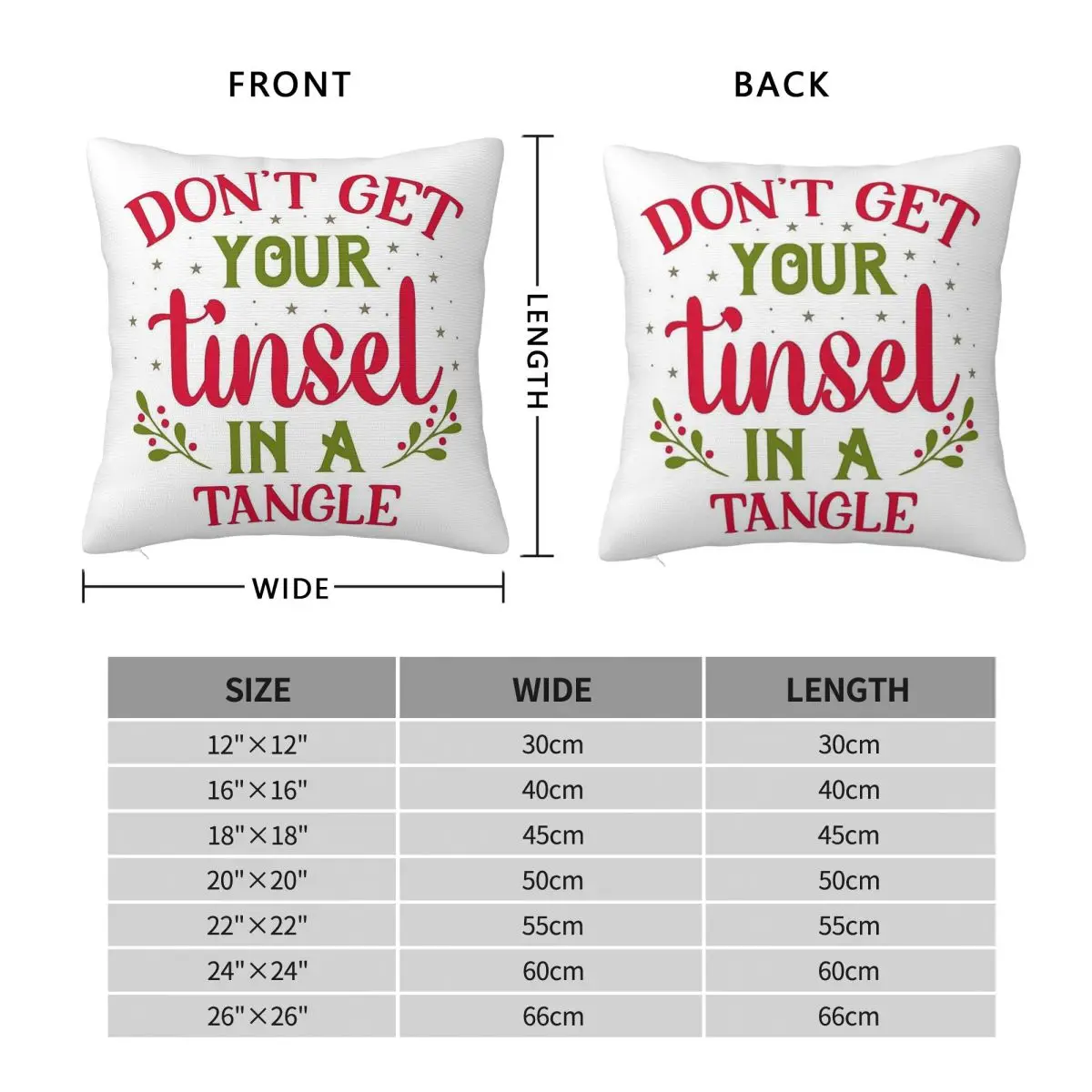 Don't Get Your Tinsel In A Tangle Pillowcase Polyester Linen Velvet Printed Zip Decor Home Cushion Cover