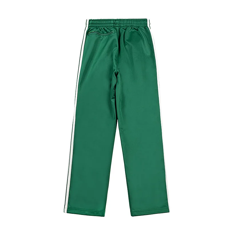 Green Men Woman Embroidery Casual Trousers Loose Straight Cylinder Side Edge Stripe Weaving Joggers Sweatpants