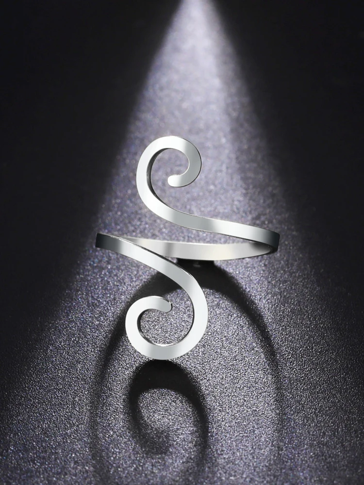 Cooltime Spiral ringe für Frauen Edelstahl verstellbare minimalist ische Paar Ringe Schmuck Großhandel Frauentag Geschenk neu in – Detail 6